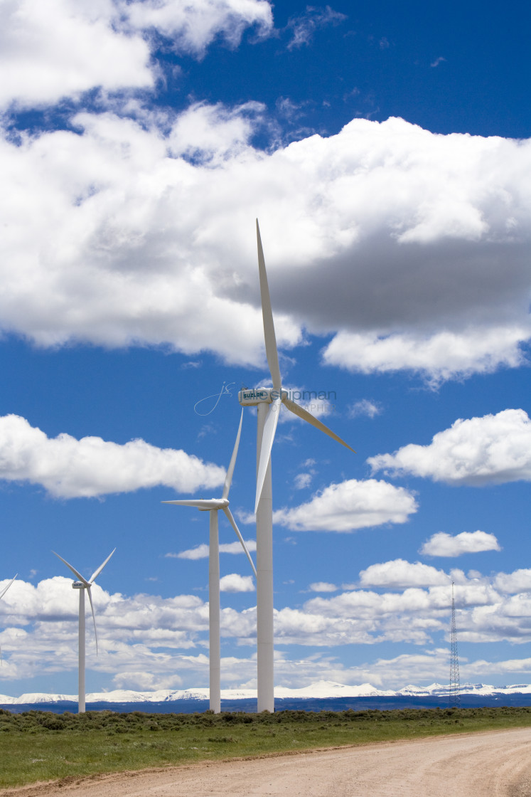 "wind turbines in the bridger valley, Wyoming." stock image