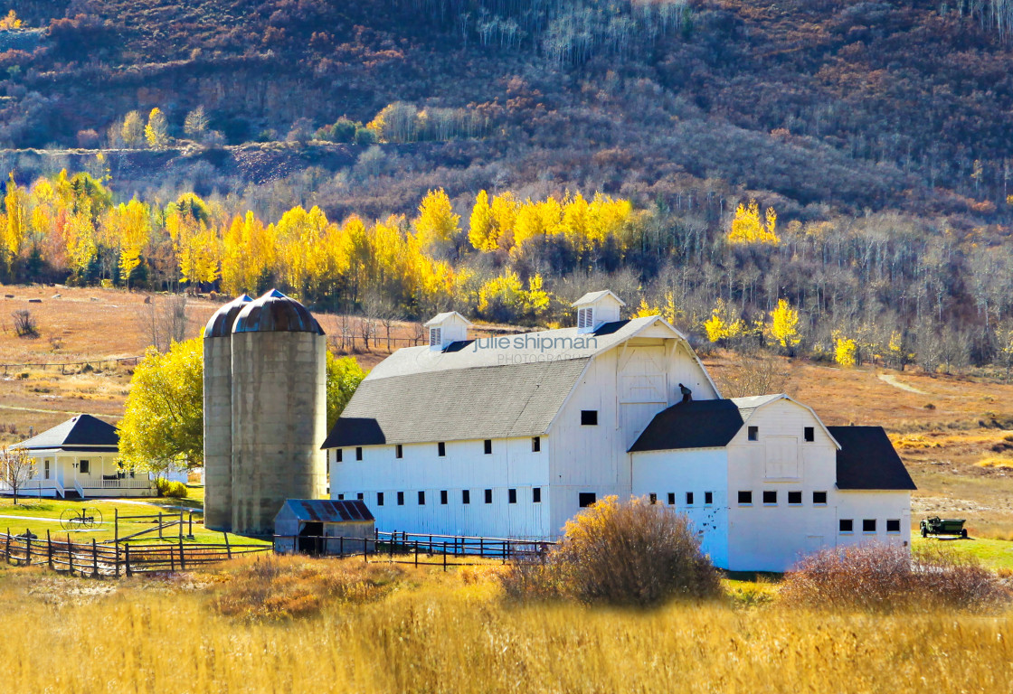 "Autumn at the barn in Park City, McPolin Farm." stock image