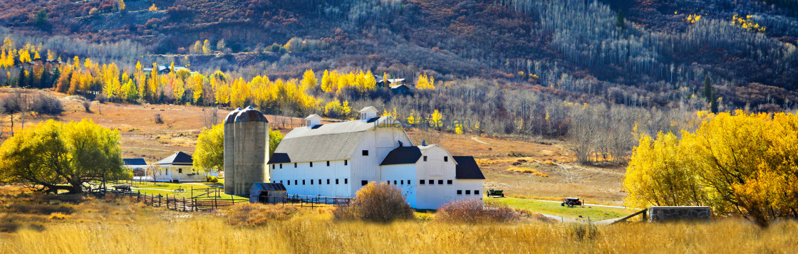 "Autumn at the barn in Park City, McPolin Farm." stock image