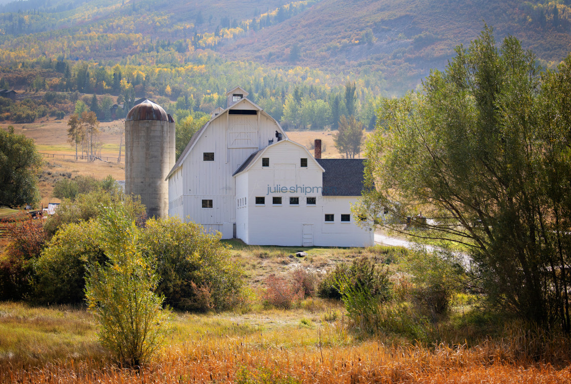 "Autumn at the barn in Park City, McPolin Farm." stock image