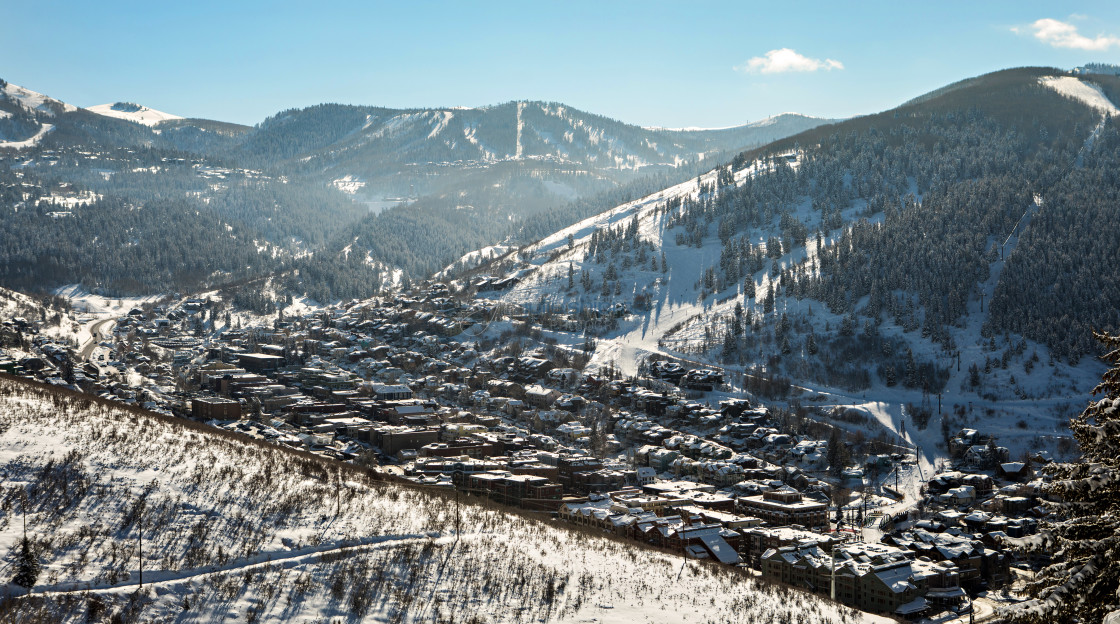 "Park City in the Winter with Deer Valley in the background." stock image