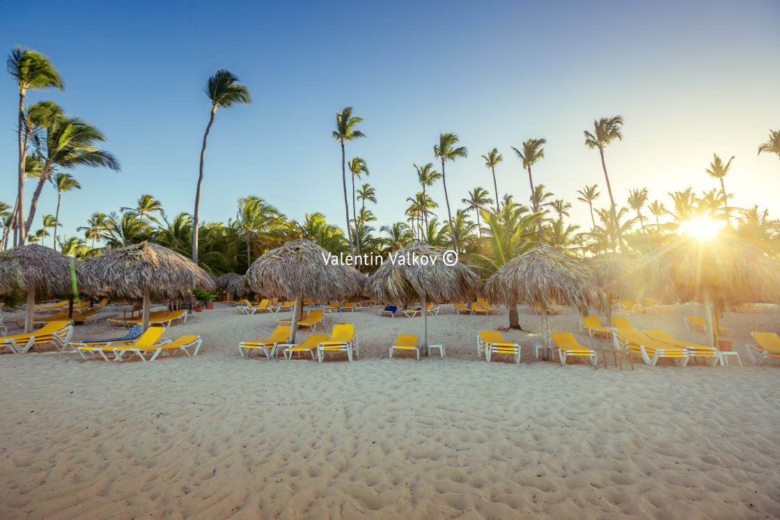 "Landscape of paradise tropical island beach" stock image