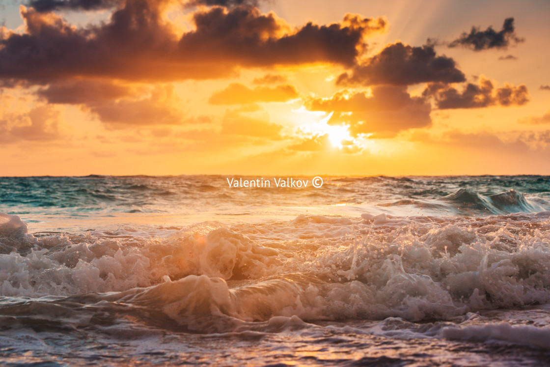 "Beautiful cloudscape over the caribbean sea" stock image