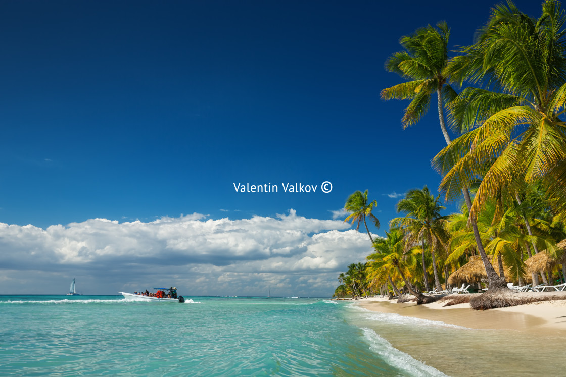 "Landscape of paradise tropical island beach" stock image