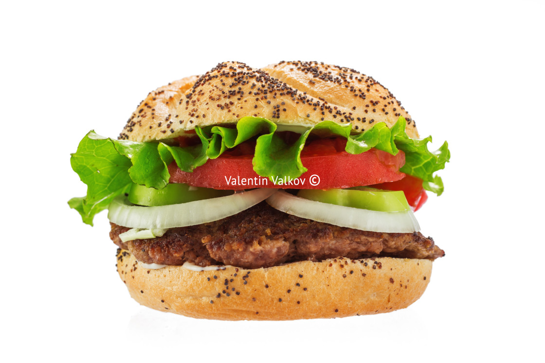 "Big hamburger isolated on a white background" stock image