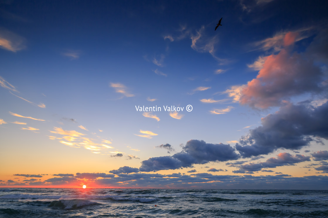 "Beautiful cloudscape over the sea, sunrise shot" stock image