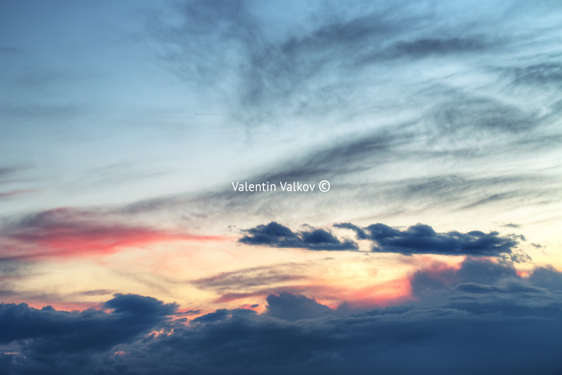 "Bue sky with clouds closeup , sunset" stock image