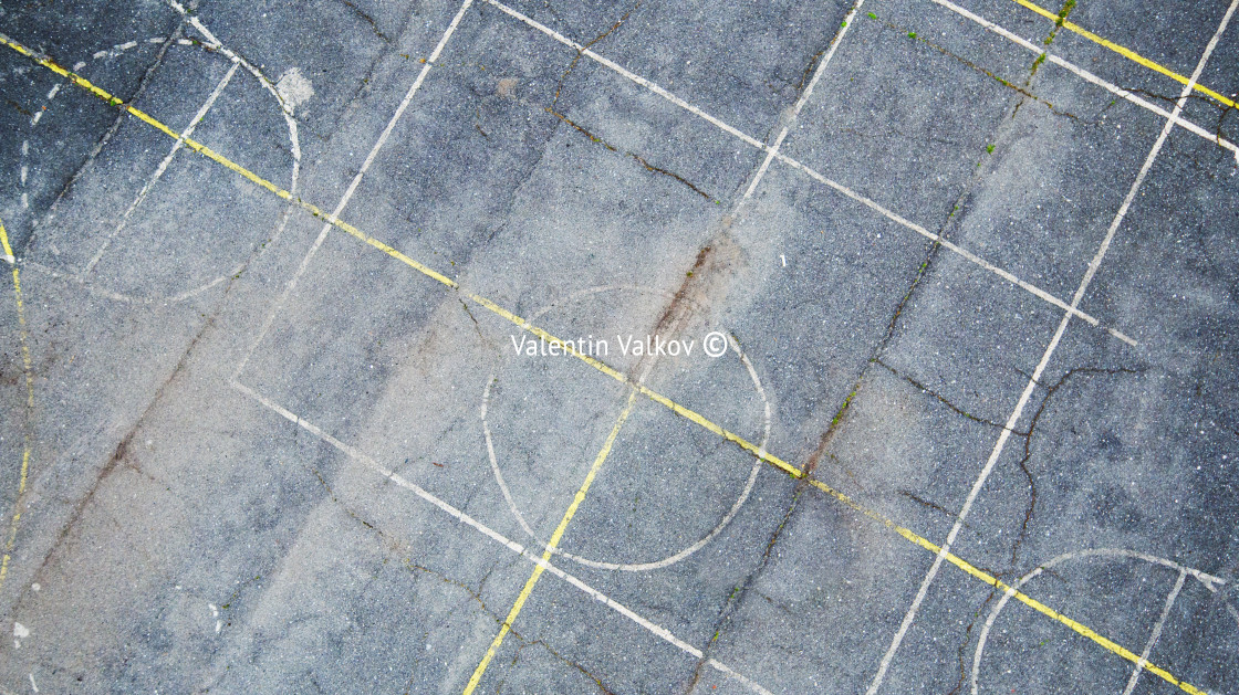 "Aerial shot of school playground" stock image