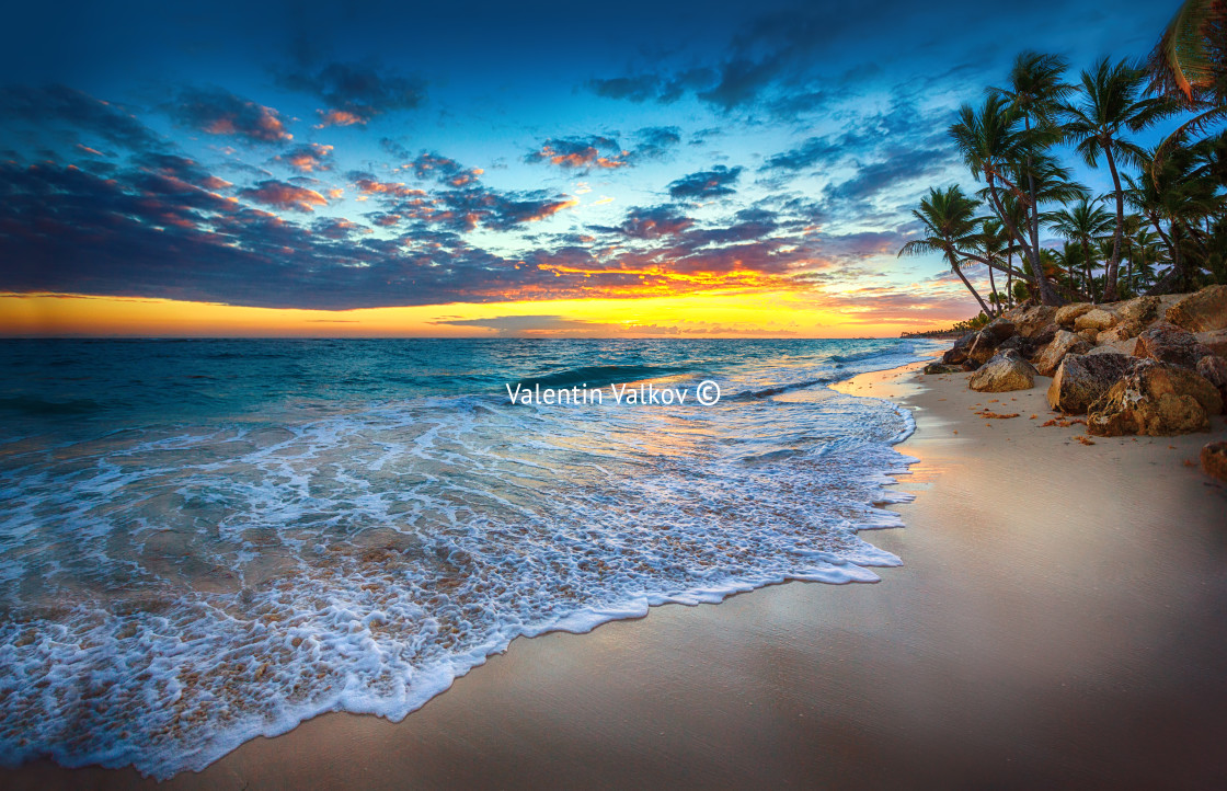 "Sunrise over the beach" stock image