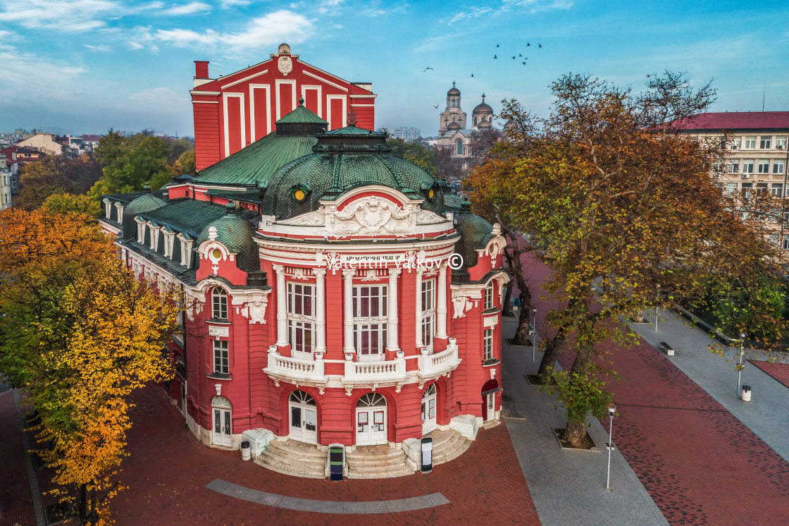 "Beautiful Aerial view of Theatre in Varna City Center, Bulgaria" stock image