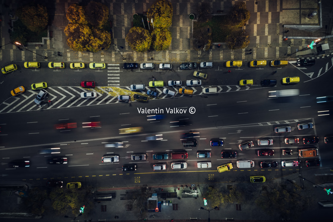 "Night traffic in Varna" stock image