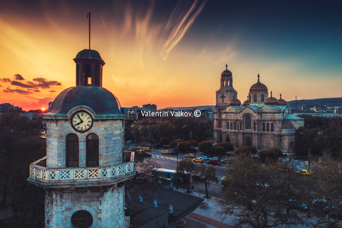 "The Cathedral of the Assumption in Varna, Aerial view" stock image