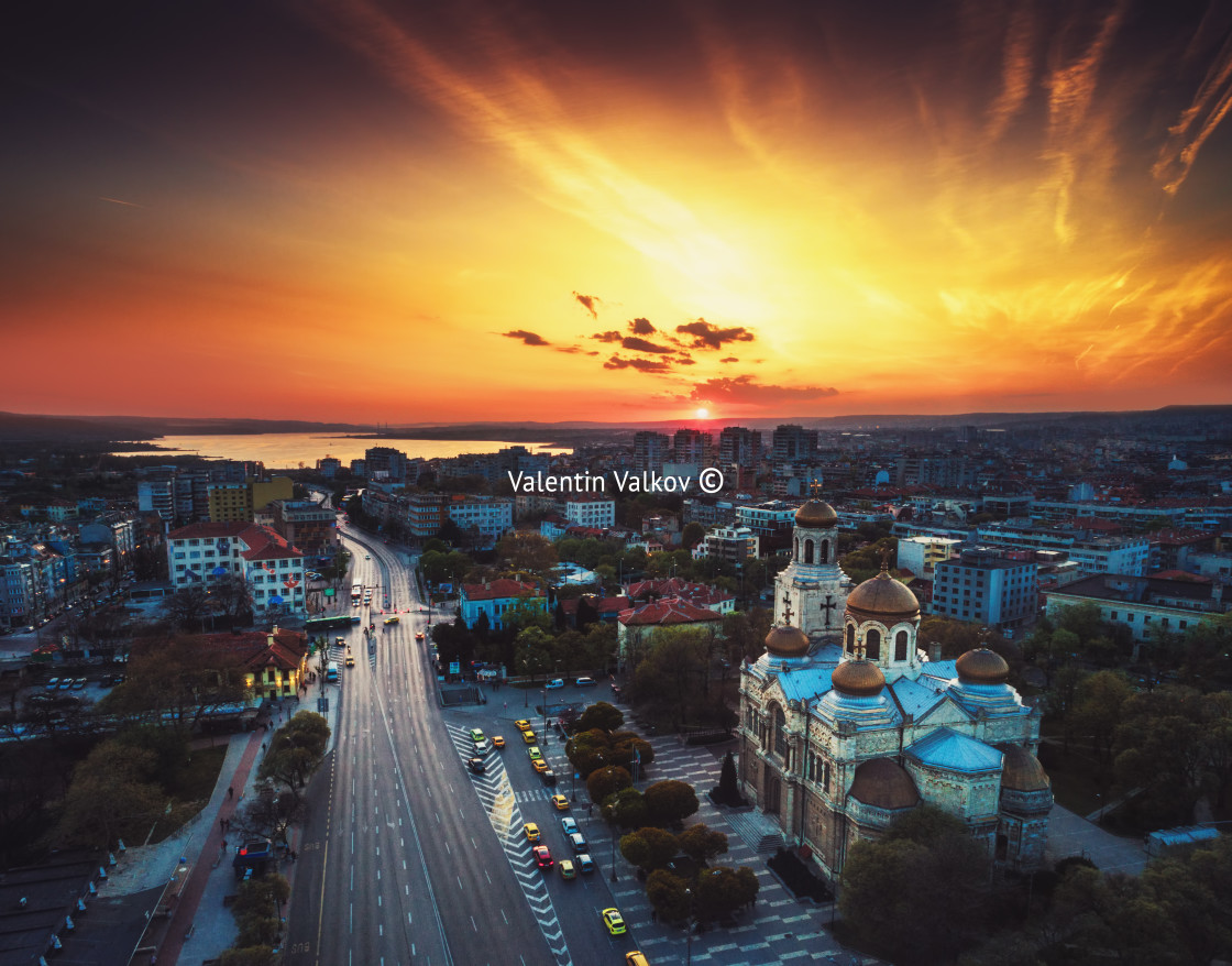 "The Cathedral of the Assumption in Varna, Aerial view" stock image