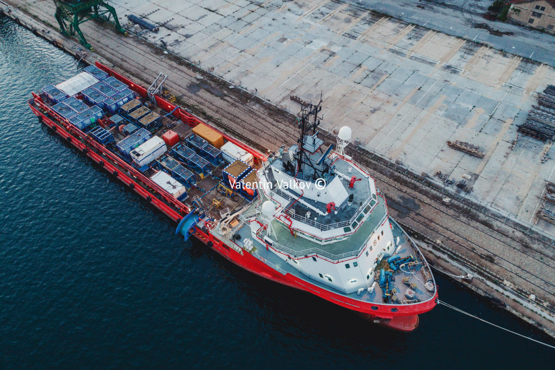 "Container ship in export and import business and logistics. Ship" stock image