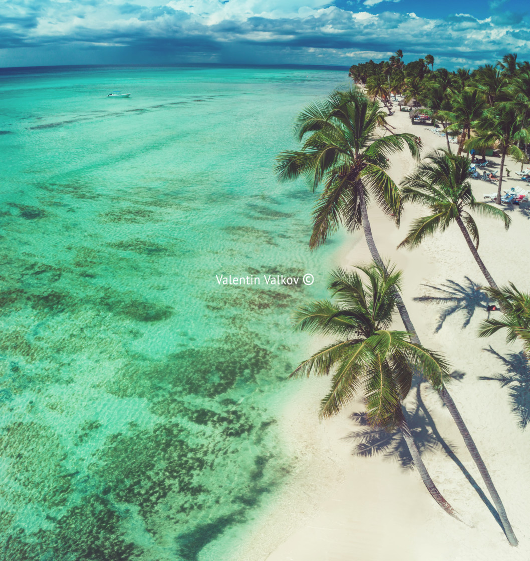 "Aerial view of tropical beach, Dominican Republic" stock image