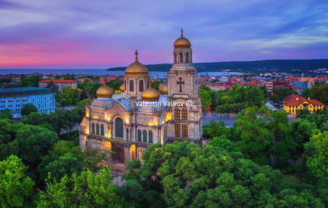 "The Cathedral of the Assumption in Varna, Aerial view" stock image