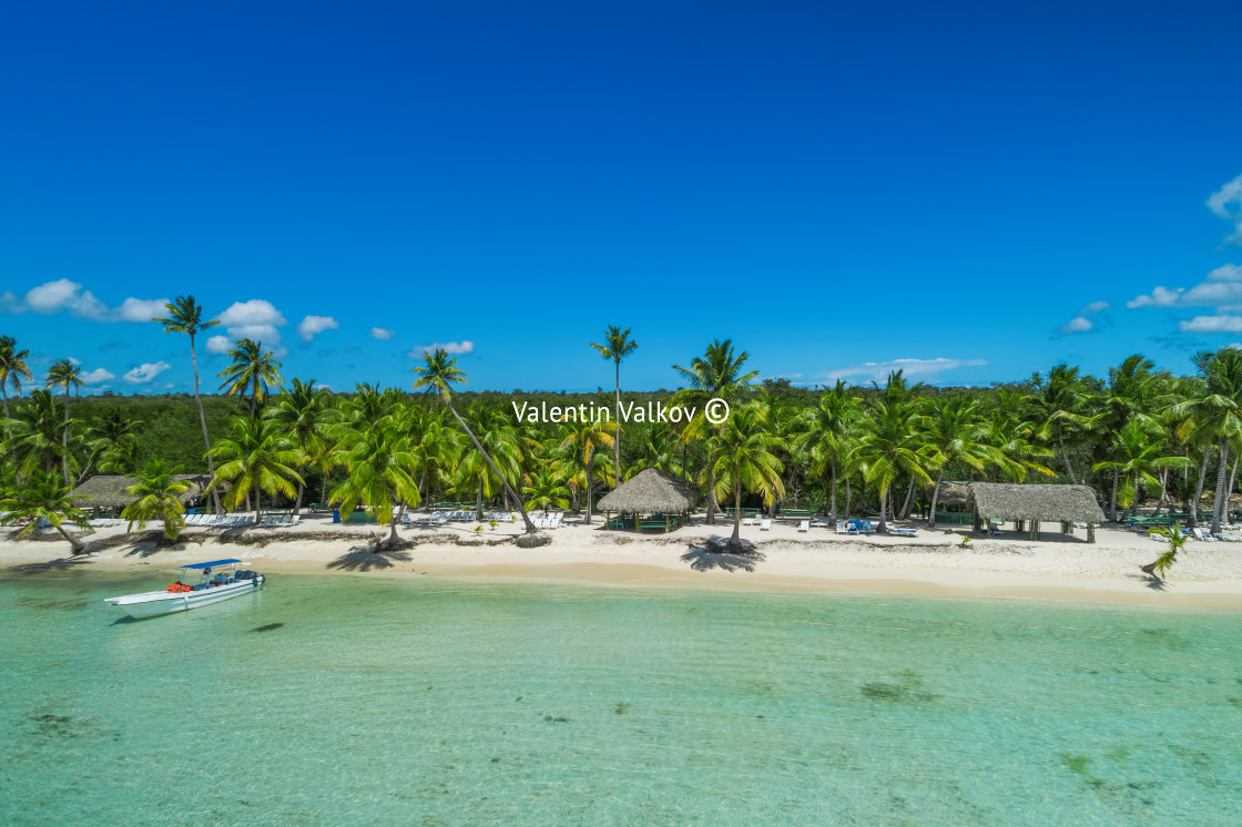 "Aerial view of tropical beach, Dominican Republic" stock image