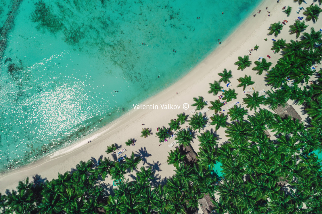 "Aerial view of tropical beach, Dominican Republic" stock image