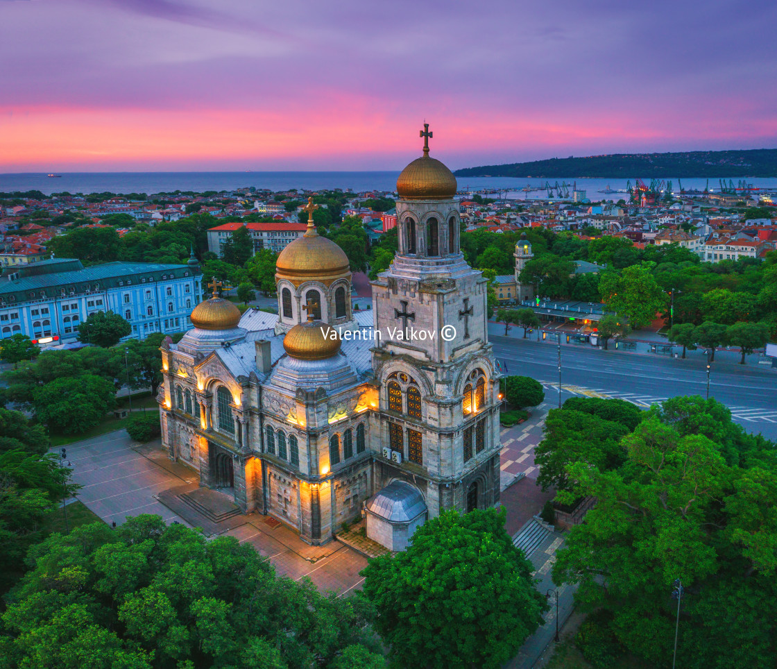 "The Cathedral of the Assumption in Varna, Aerial view" stock image