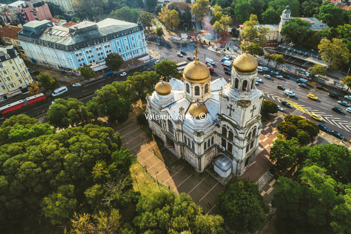 "The Cathedral of the Assumption in Varna, Aerial view" stock image