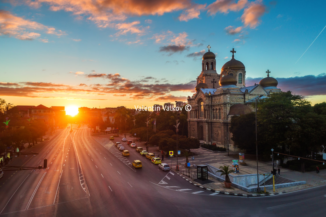 "The Cathedral of the Assumption in Varna, Aerial view" stock image