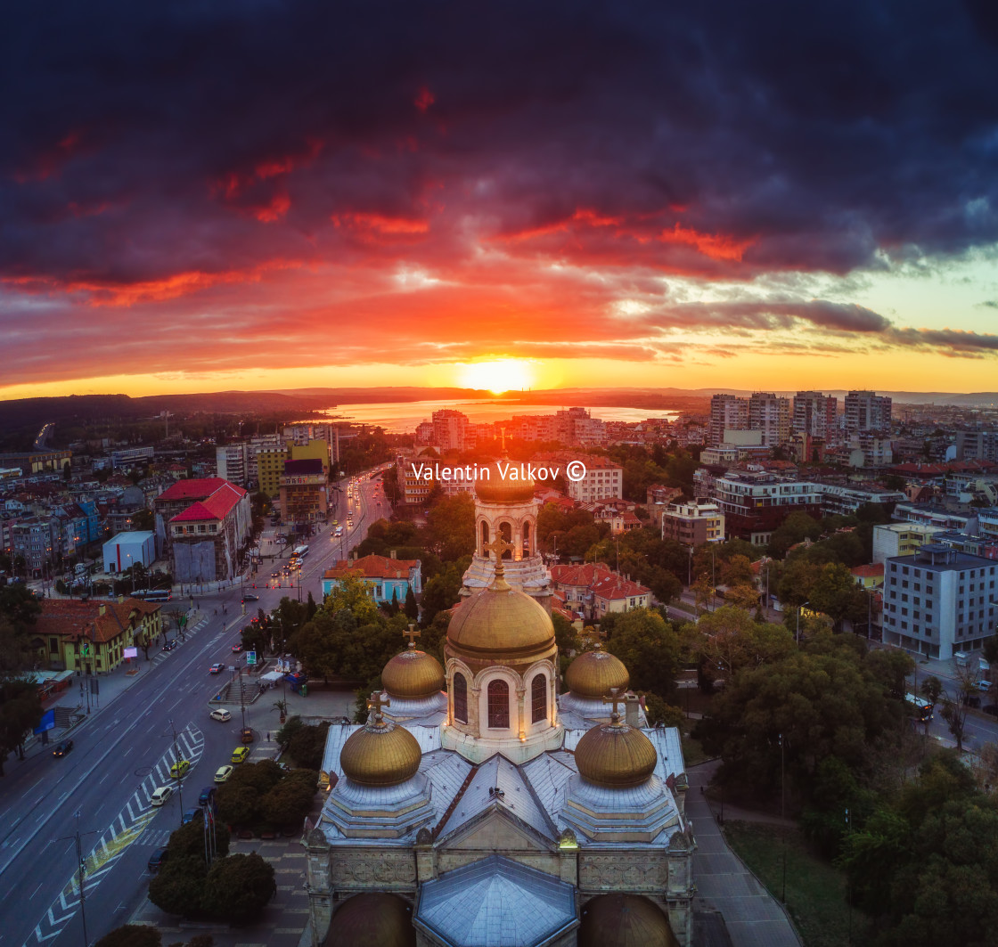 "The Cathedral of the Assumption in Varna, Aerial view" stock image