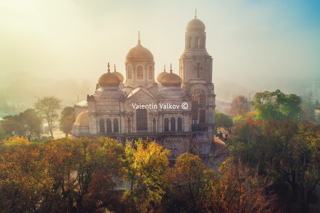 "The Cathedral of the Assumption by the autumn in Varna" stock image