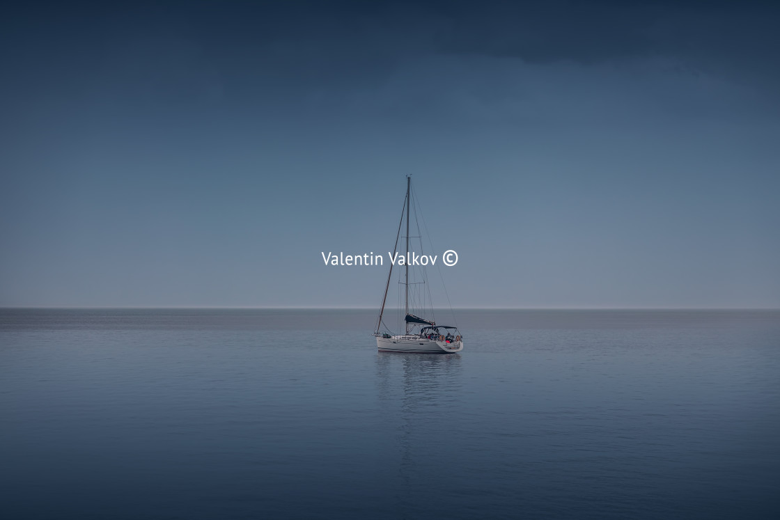 "Sailing Regatta in the wind through the waves at the sea" stock image