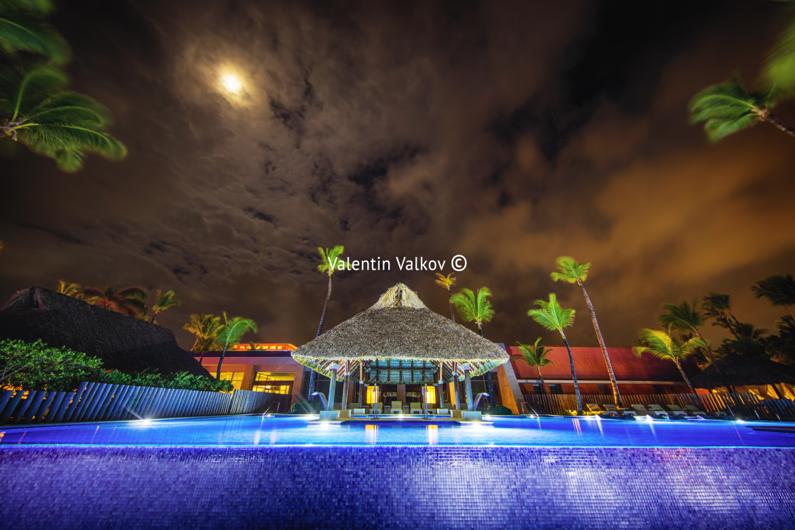 "Tropical swimming pool in luxury resort, Punta Cana" stock image