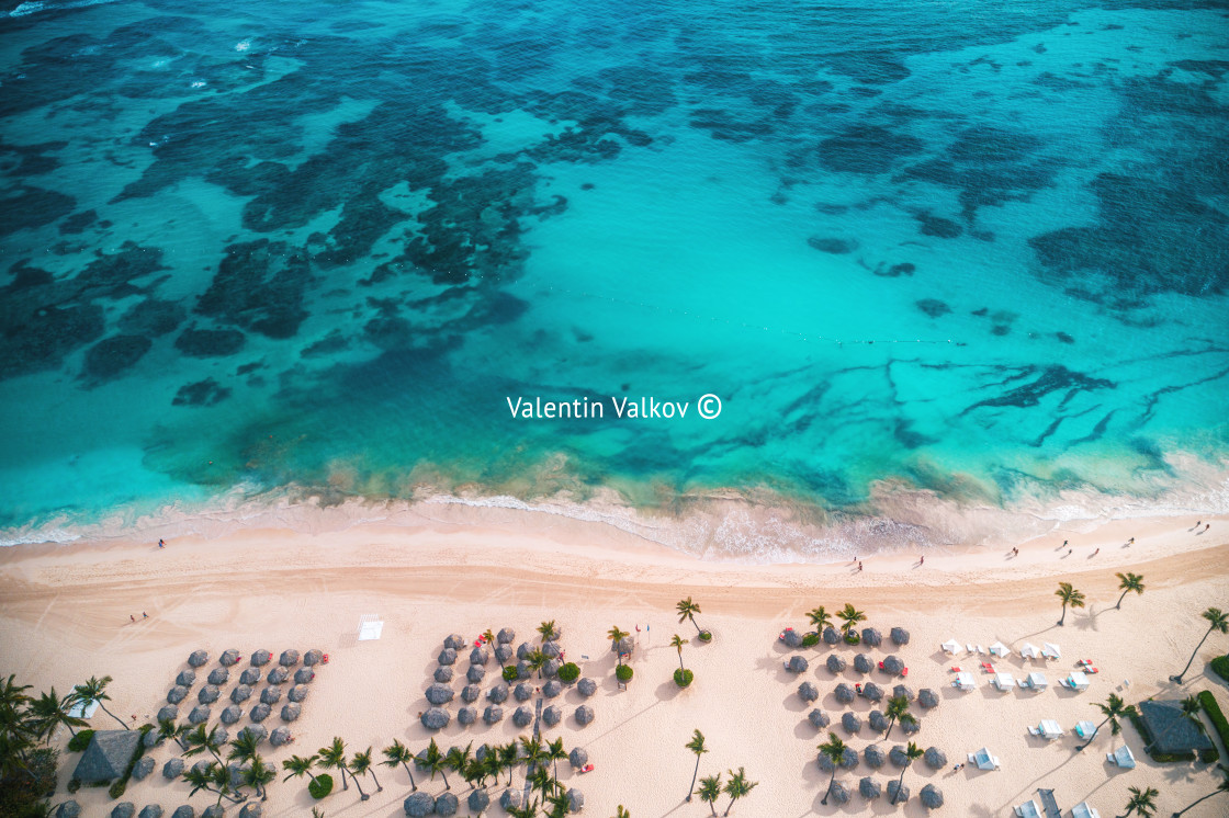 "Aerial view of tropical beach, Dominican Republic" stock image