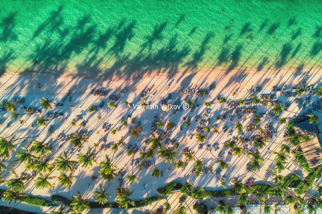 "Aerial view of tropical beach, Dominican Republic" stock image