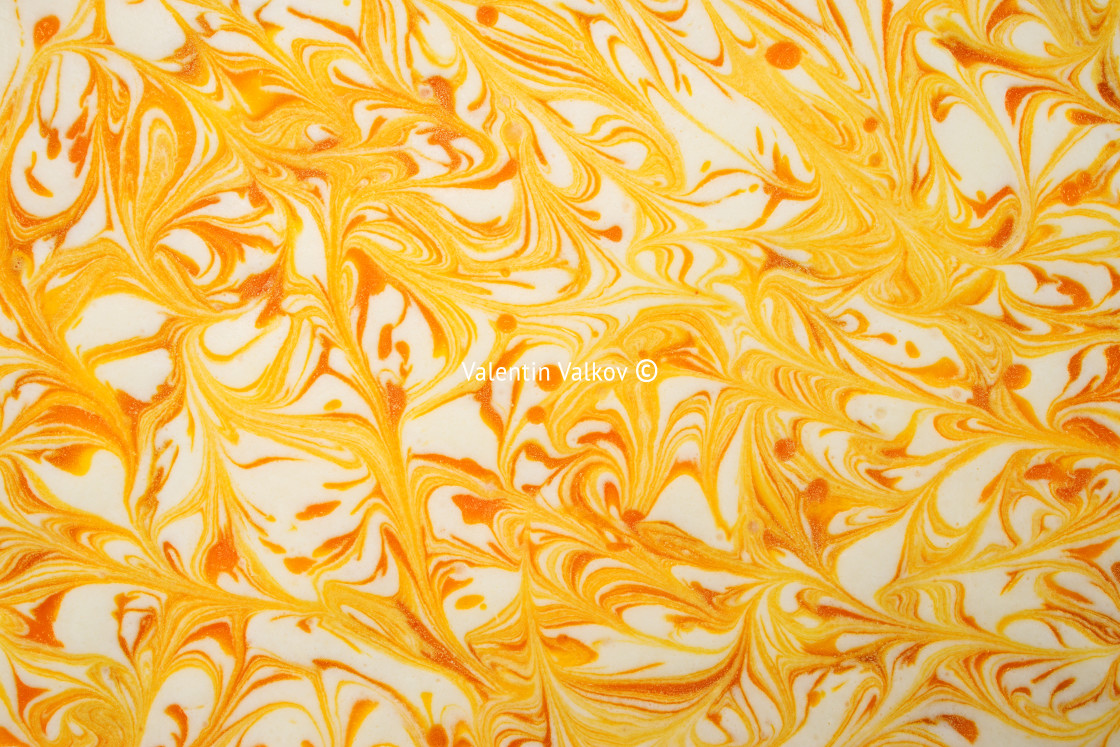 "Texture of mousse cake with mango puree and cream" stock image