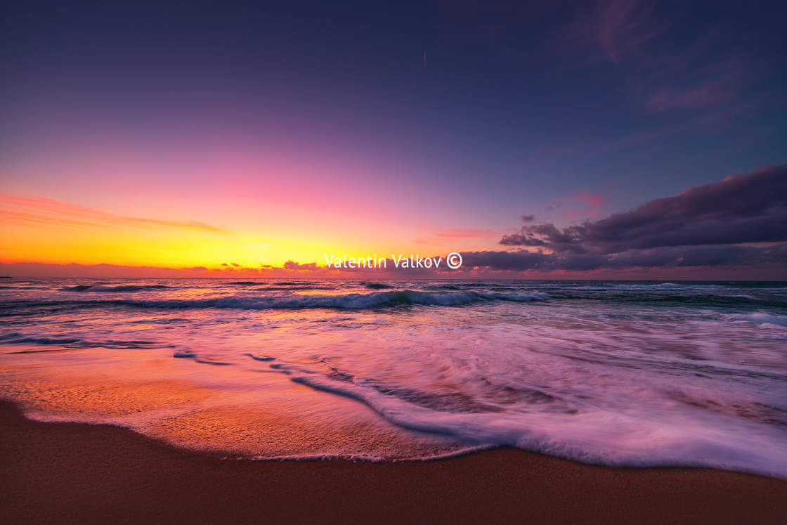 "Beautiful sunrise over the tropical sea" stock image