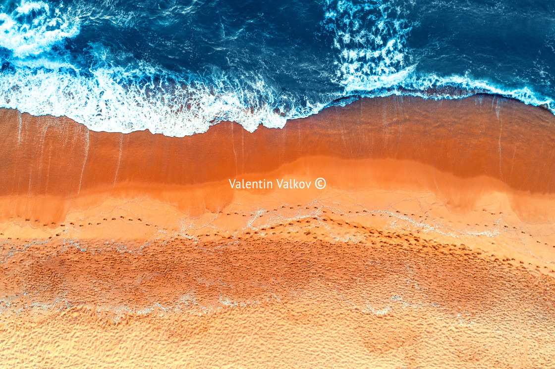 "Aerial view of waves in a beach" stock image