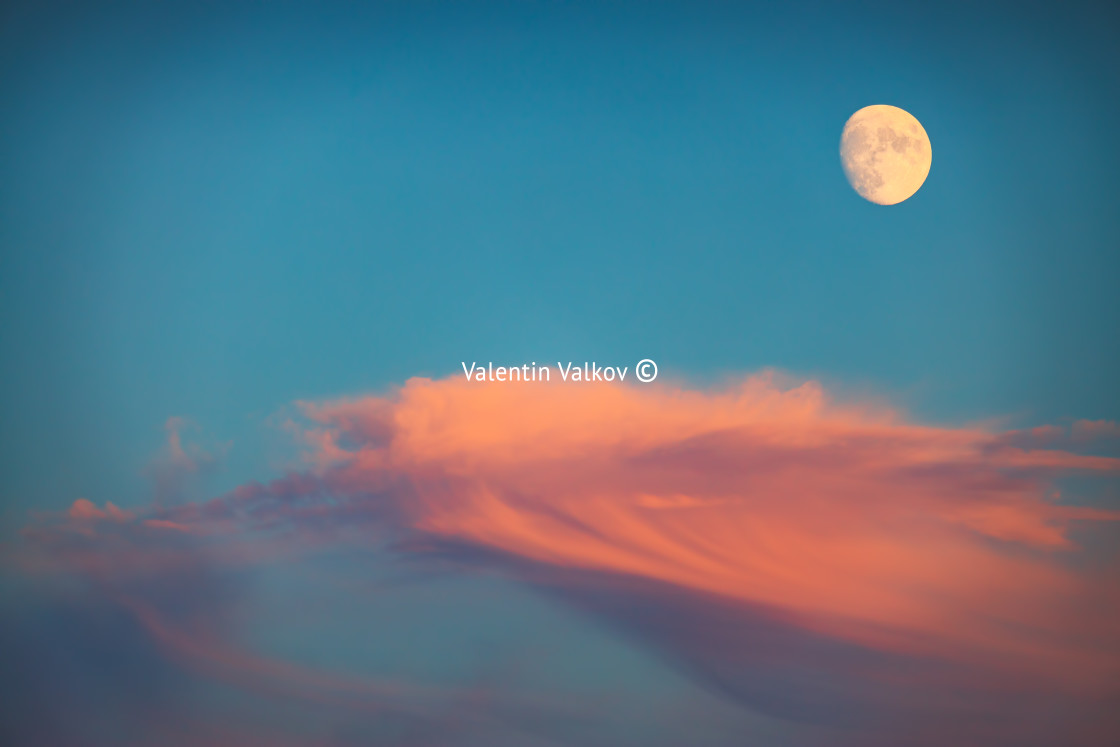 "Night sky with moon and clouds" stock image