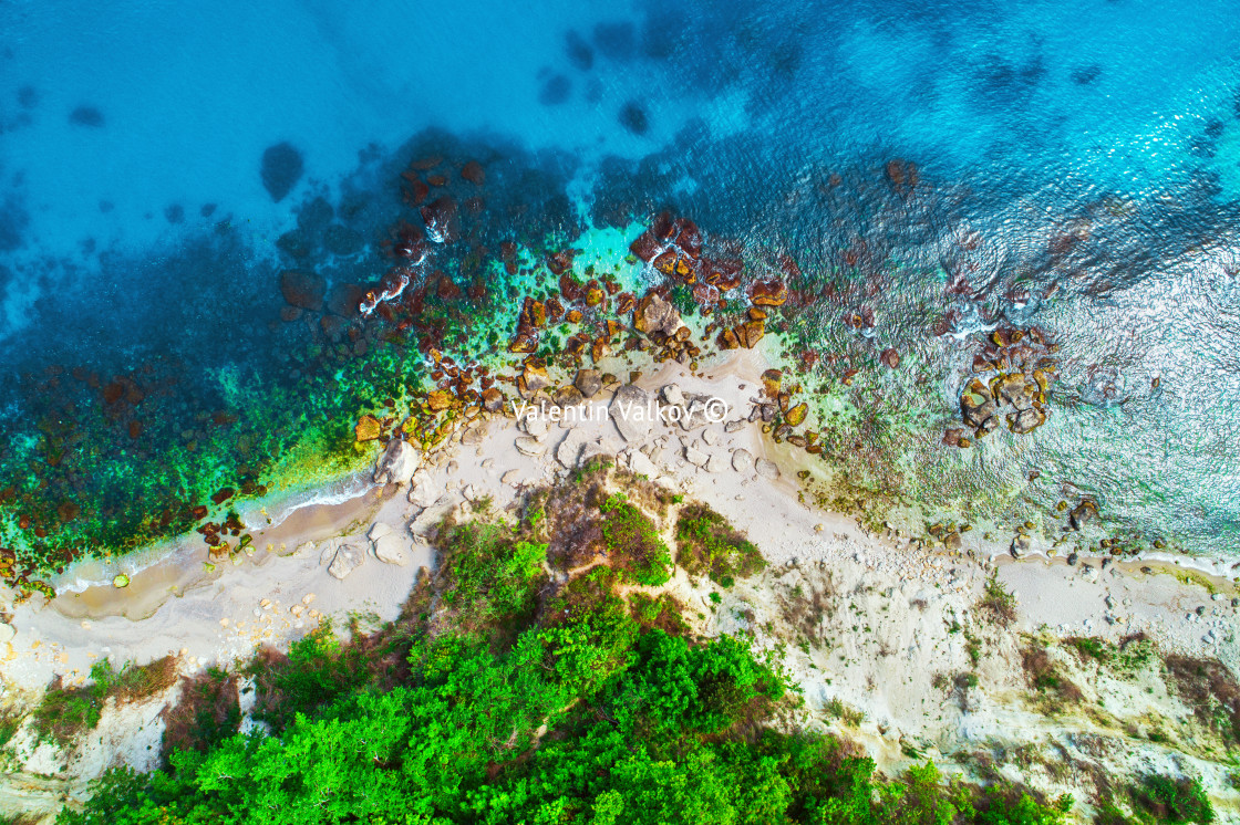 "Aerial view of wild beach" stock image