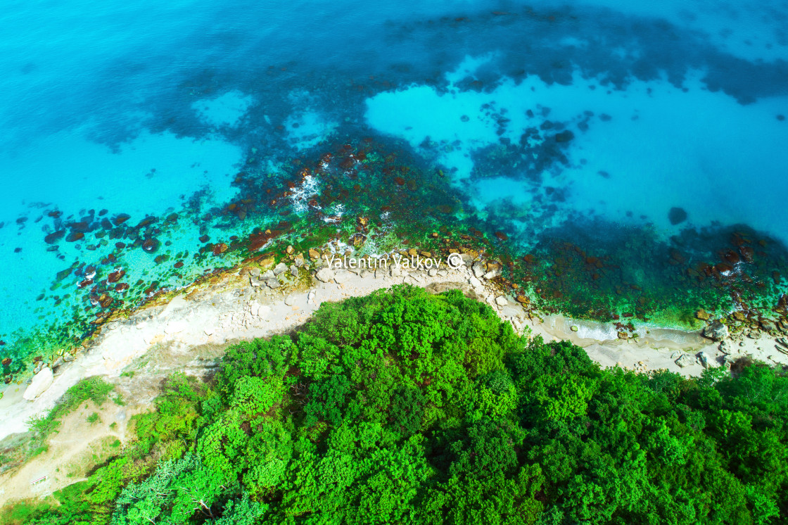 "Aerial view of wild beach" stock image