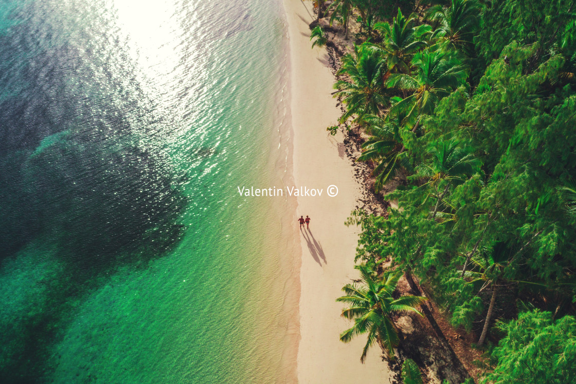 "Aerial view of tropical beach, Dominican Republic" stock image