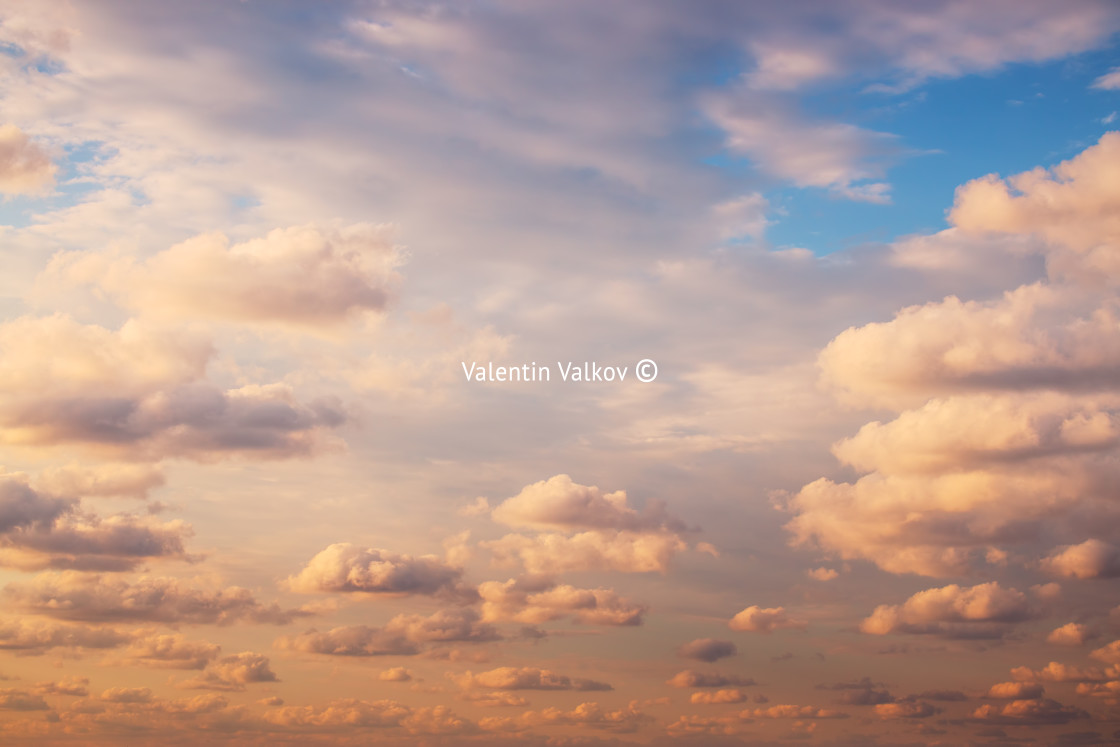 "Sunset dramatic sky clouds with sunbeam" stock image