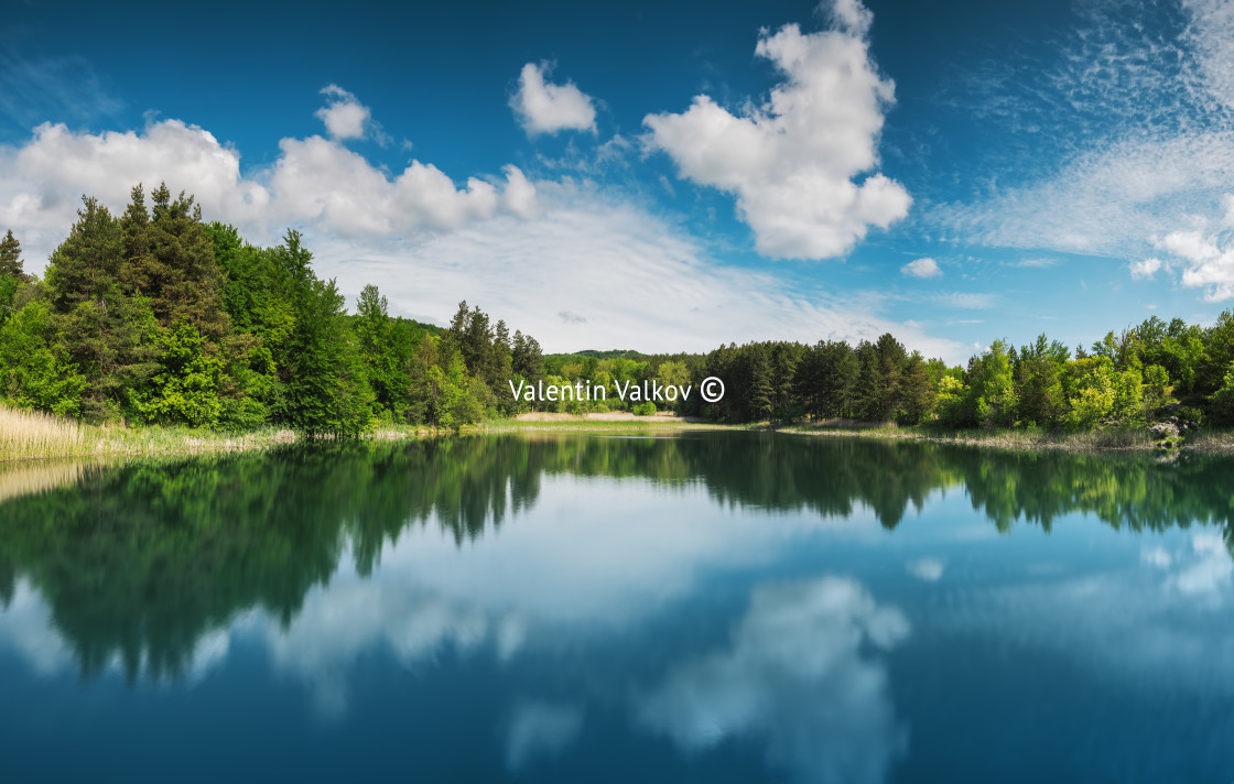 "Panoramic view on mountain lake" stock image