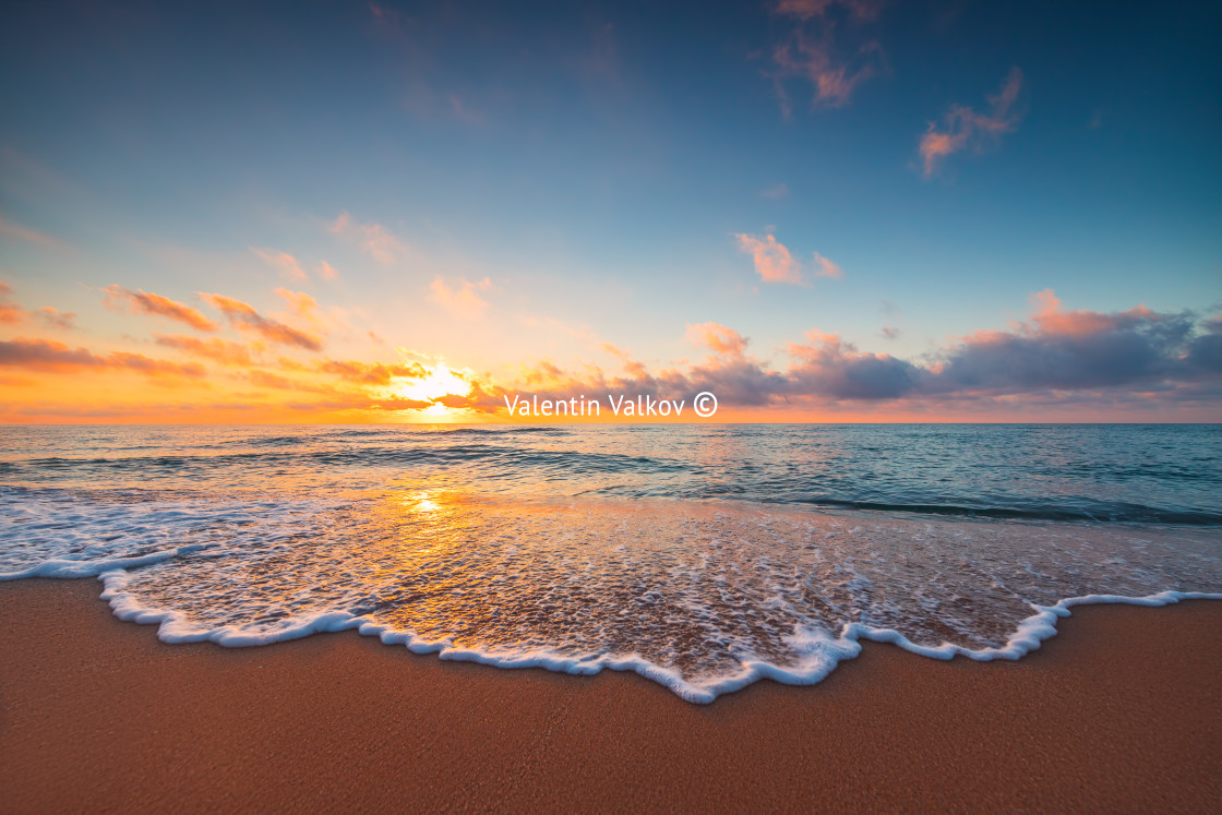 "Beach sunrise over the tropical sea" stock image