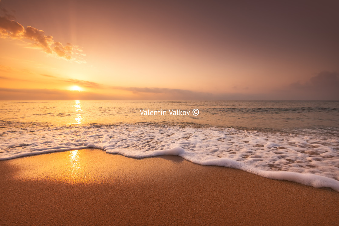 "Golden sunrise over the sea" stock image