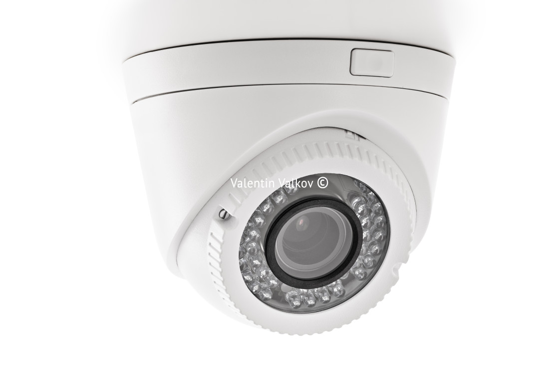 "Security Camera isolated on white background with clipping path" stock image