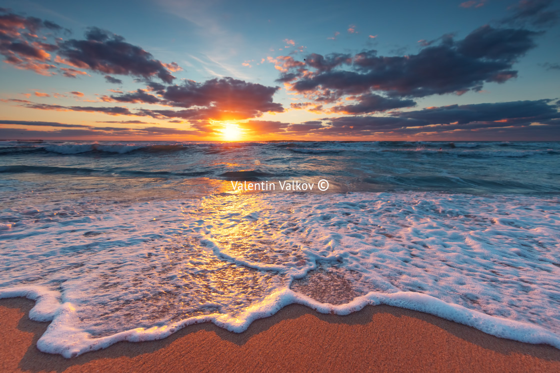 "Beach sunrise over the tropical sea" stock image