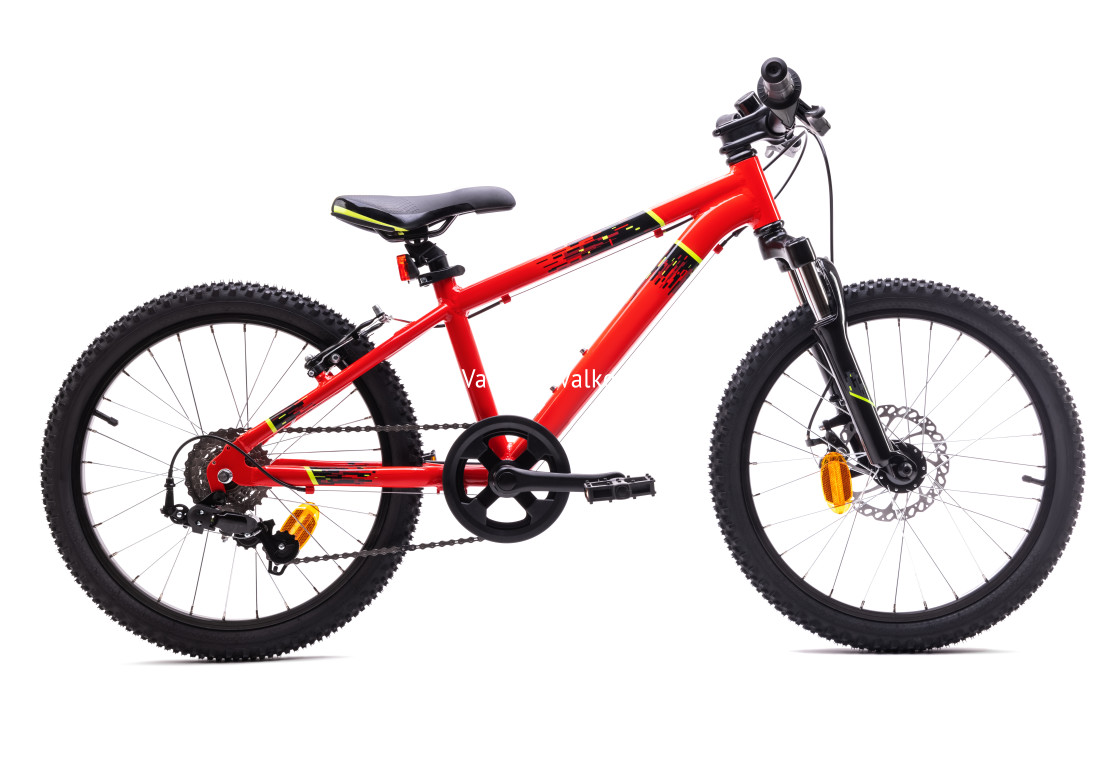 "Sport red mountain bicycle bike isolated on white background" stock image