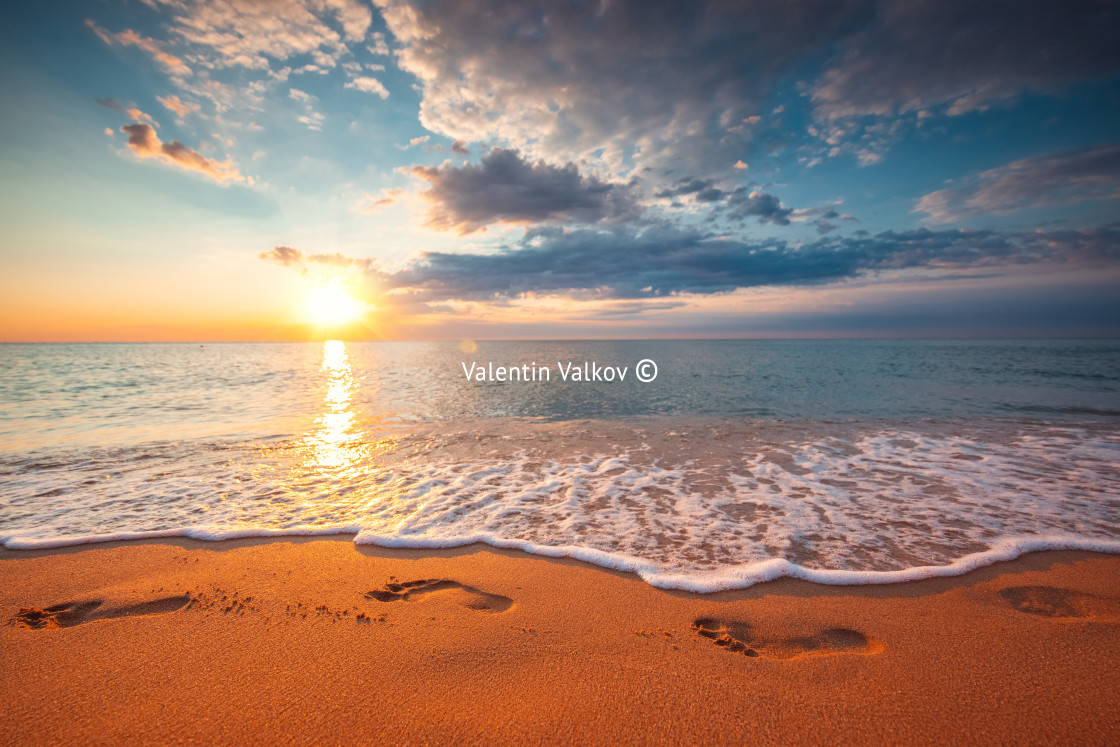 "Footsteps on the beach" stock image