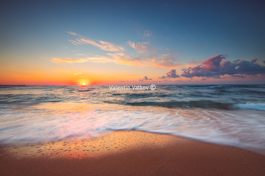 "Beach sunrise over the tropical sea" stock image