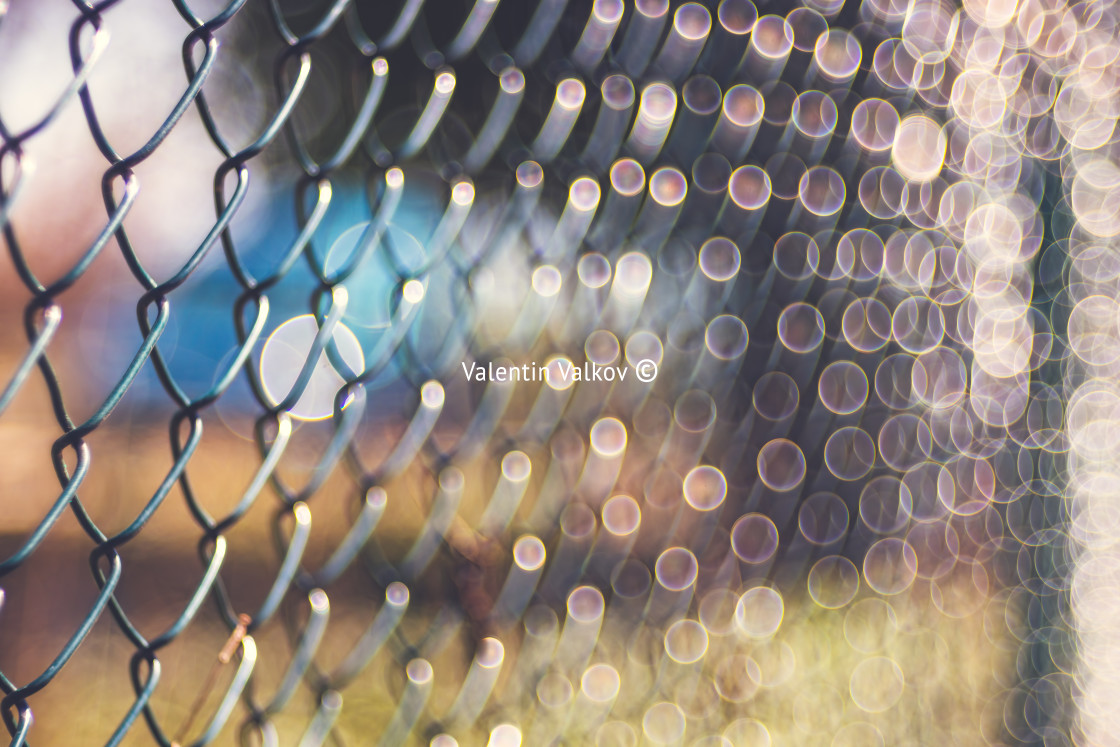 "Old rusty metal wire mesh outdoor defocus background, blurred te" stock image