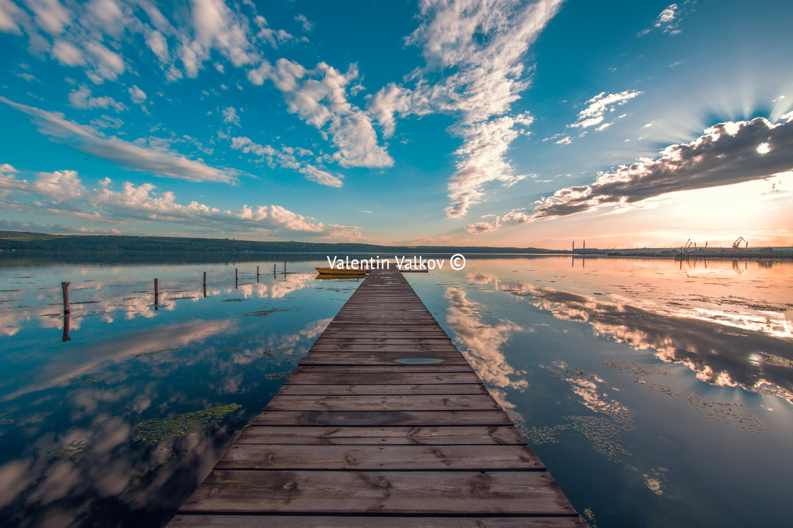 "Small Dock and Boat at the lake" stock image