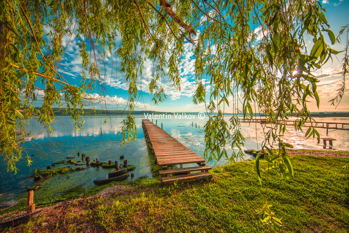 "Small Dock and Boat at the lake" stock image